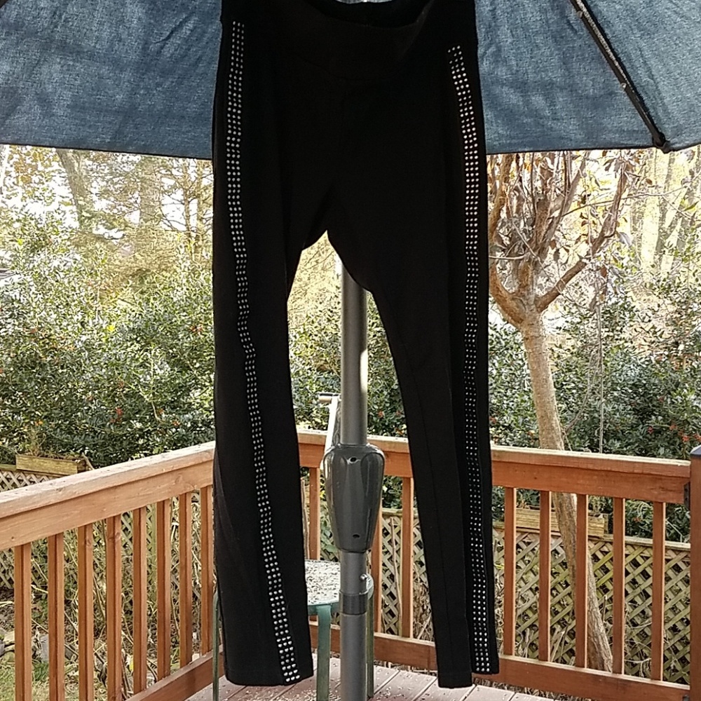 Black with silver studs stretch pants